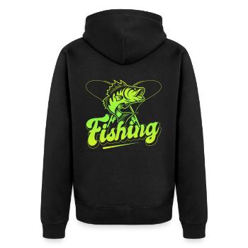Fishing, Angler, Fisherman Fishing and Pike Fishing - Unisex Premium Organic Zip Hoodie - black - Back - Nico (187cm)