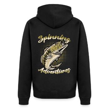 Angel, Angler, Fischer Fischen und Hecht Angeln - Unisex Premium Bio Zip Hoodie - Schwarz - Hinten - Nico (187cm)