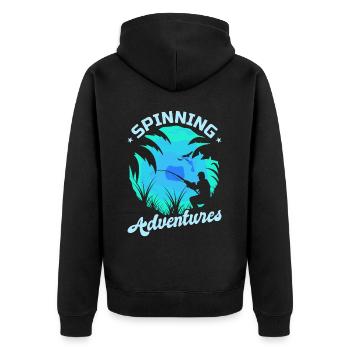Fishing, Angler, Fisherman Fishing and Pike Fishing - Unisex Premium Organic Zip Hoodie - black - Back - Nico (187cm)