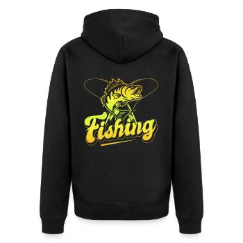 Fishing, Angler, Fisherman Fishing and Pike Fishing - Unisex Premium Organic Zip Hoodie - black - Back - Nico (187cm)