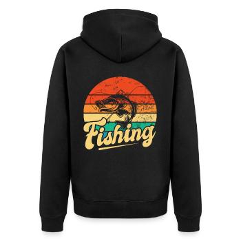 Fishing, Angler, Fisherman Fishing and Pike Fishing - Unisex Premium Organic Zip Hoodie - black - Back - Nico (187cm)