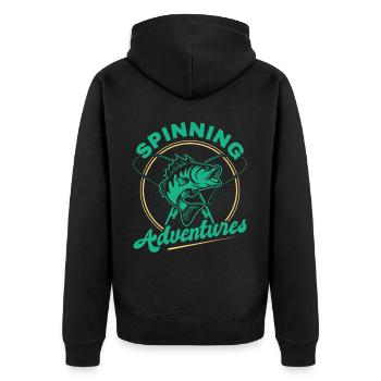 Fishing, Angler, Fisherman Fishing and Pike Fishing - Unisex Premium Organic Zip Hoodie - black - Back - Nico (187cm)