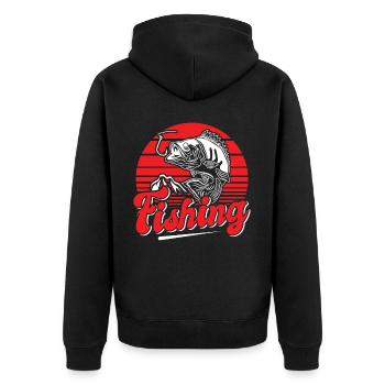 Fishing, Angler, Fisherman Fishing and Pike Fishing - Unisex Premium Organic Zip Hoodie - black - Back - Nico (187cm)