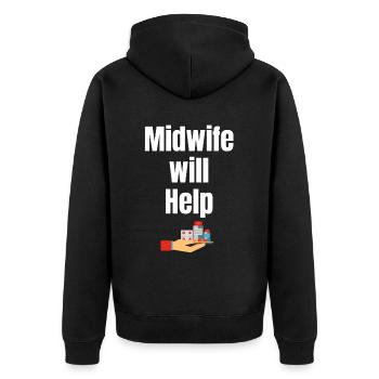 Diese Zukünftige Hebamme Wird Menschen Helfen, - Unisex Premium Bio Zip Hoodie - Schwarz - Hinten - Nico (187cm)