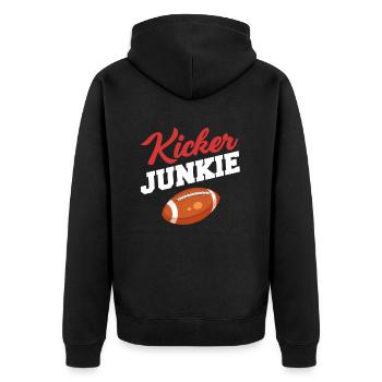 Kicker Junkie Football Quarterback Placekicker - Unisex Premium Organic Zip Hoodie - black - Back - Nico (187cm)