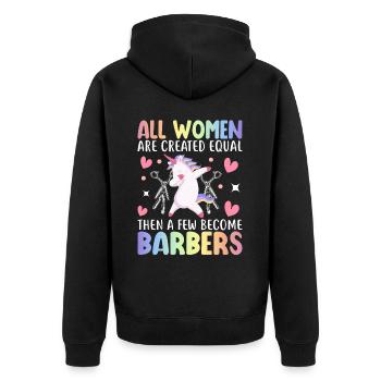 Hairstylistin - Unisex Premium Bio Zip Hoodie - Schwarz - Hinten - Nico (187cm)