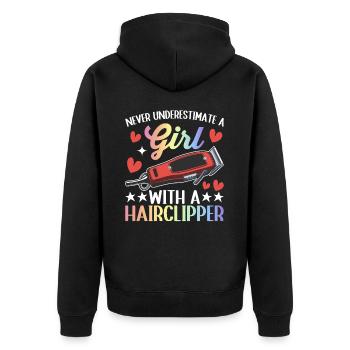 Hairdresser Hairdresser - Unisex Premium Organic Zip Hoodie - black - Back - Nico (187cm)