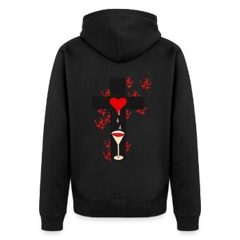 Ritual Okkult Kreuz Dark Halloween Satan Voodoo - Unisex Premium Bio Zip Hoodie - Schwarz - Hinten - Nico (187cm)