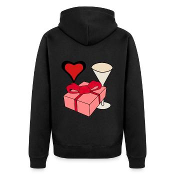 Idée cadeau fête des mères anniversaire voeux coeurs - Veste à capuche bio Premium Unisexe - noir - Dos - Nico (187cm)