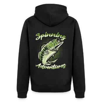 Angel, Angler, Fischer Fischen und Hecht Angeln - Unisex Premium Bio Zip Hoodie - Schwarz - Hinten - Nico (187cm)