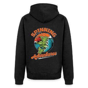Fishing, Angler, Fisherman Fishing and Pike Fishing - Unisex Premium Organic Zip Hoodie - black - Back - Nico (187cm)