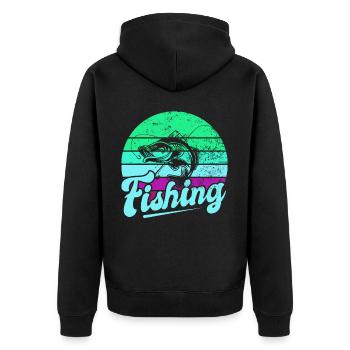 Fishing, Angler, Fisherman Fishing and Pike Fishing - Unisex Premium Organic Zip Hoodie - black - Back - Nico (187cm)