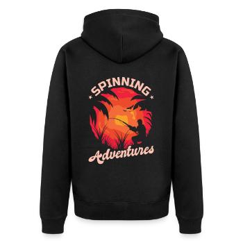 Angel, Angler, Fischer Fischen und Hecht Angeln - Unisex Premium Bio Zip Hoodie - Schwarz - Hinten - Nico (187cm)