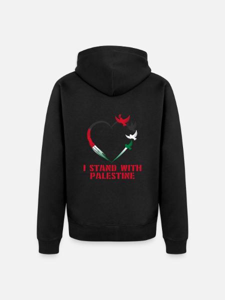 I Stand With Palestine Frieden Freiheit Palästina - Unisex Premium Bio Zip Hoodie - Schwarz