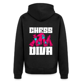 Schachspieler Stücke Schachliebhaber Mädchen - Unisex Premium Bio Zip Hoodie - Schwarz - Hinten - Nico (187cm)