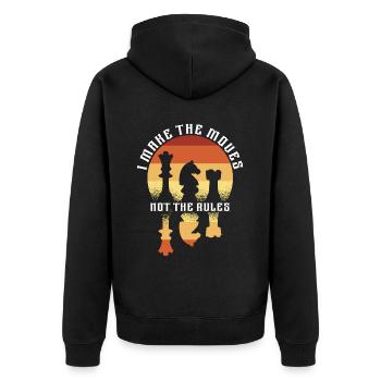 Schachspieler Stücke Schachliebhaber Mädchen - Unisex Premium Bio Zip Hoodie - Schwarz - Hinten - Nico (187cm)