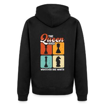 Schachspieler Stücke Schachliebhaber Mädchen - Unisex Premium Bio Zip Hoodie - Schwarz - Hinten - Nico (187cm)