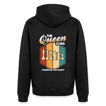 Schachspieler Stücke Schachliebhaber Mädchen - Unisex Premium Bio Zip Hoodie - Schwarz - Hinten - Nico (187cm)