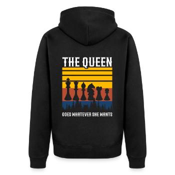 Schachspieler Stücke Schachliebhaber Mädchen - Unisex Premium Bio Zip Hoodie - Schwarz - Hinten - Nico (187cm)