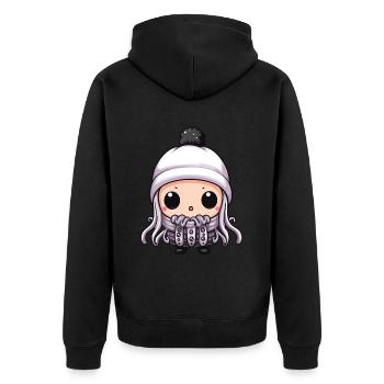 Oktopus Winter Krake Comic - Unisex Premium Bio Zip Hoodie - Schwarz - Hinten - Nico (187cm)