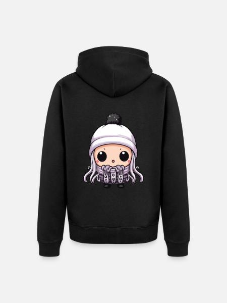 Oktopus Winter Krake Comic - Unisex Premium Bio Zip Hoodie - Schwarz