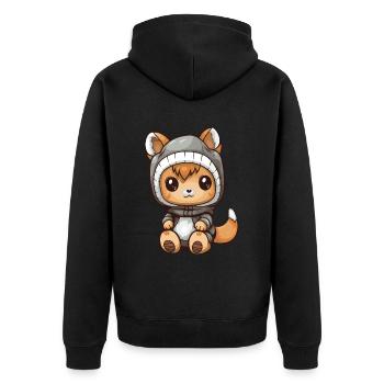 Bande dessinée d’hiver écureuil - Veste à capuche bio Premium Unisexe - noir - Dos - Nico (187cm)