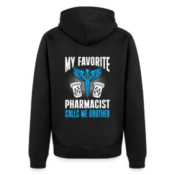 Apotheker Geschenk Apotheke - Unisex Premium Bio Zip Hoodie - Schwarz - Hinten - Nico (187cm)