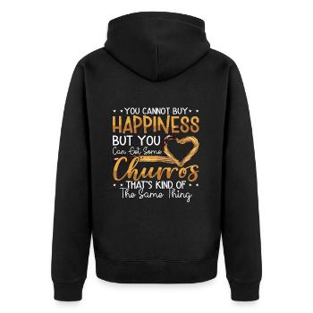 Churros You Cannot Buy Happiness Loves Fried Dough - Unisex Premium Organic Zip Hoodie - black - Back - Nico (187cm)