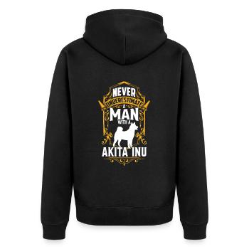 Homme avec Akita Inu Shiba Inu - Veste à capuche bio Premium Unisexe - noir - Dos - Nico (187cm)
