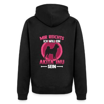 Will ein Akita Inu sein Shiba Inu - Unisex Premium Bio Zip Hoodie - Schwarz - Hinten - Nico (187cm)