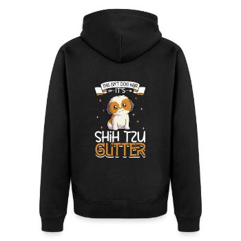 Shih Tzu Paillettes - Veste à capuche bio Premium Unisexe - noir - Dos - Nico (187cm)