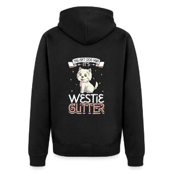 Westie Glitter - Unisex Premium Organic Zip Hoodie - black - Back - Nico (187cm)