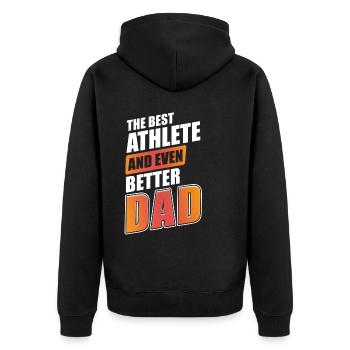 Der Beste Athlet Und Noch Besserer Papa Sport - Unisex Premium Bio Zip Hoodie - Schwarz - Hinten - Nico (187cm)