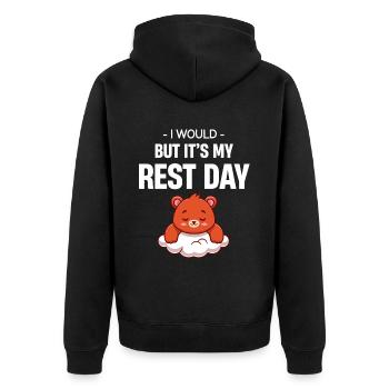 I'd do it, but it's my rest day fr-yay - Unisex Premium Organic Zip Hoodie - black - Back - Nico (187cm)
