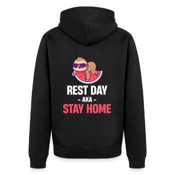 Ruhen Sie Sich An Tagen Aus, Die Mit Einem Freien - Unisex Premium Bio Zip Hoodie - Schwarz - Hinten - Nico (187cm)