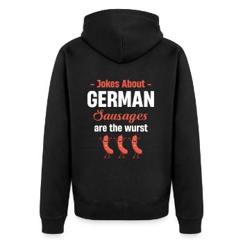 Les blagues sur les saucisses allemandes sont la saucisse - Veste à capuche bio Premium Unisexe - noir - Dos - Nico (187cm)