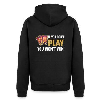 Meine Altersvorsorge Lustige Lotterie Spieler - Unisex Premium Bio Zip Hoodie - Schwarz - Hinten - Nico (187cm)