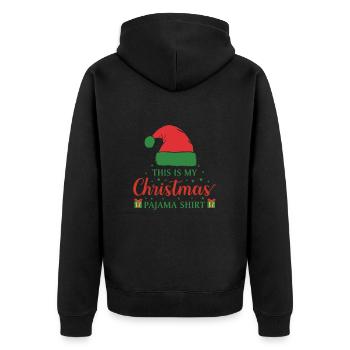 This Is My Christmas Pajama Shirt Men Women - Unisex Premium Organic Zip Hoodie - black - Back - Nico (187cm)