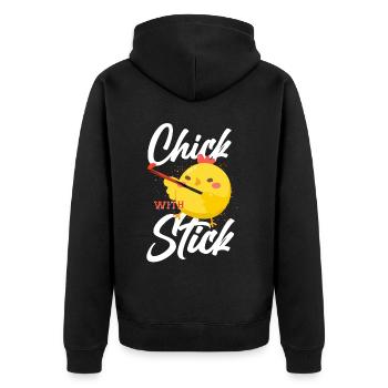 Field Hockey Chicken Chick With - Unisex Premium Organic Zip Hoodie - black - Back - Nico (187cm)