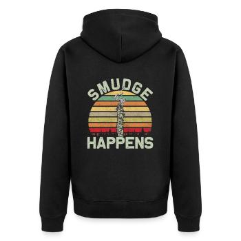 Smudge Sage Feather Spirituelle Hexerei - Unisex Premium Bio Zip Hoodie - Schwarz - Hinten - Nico (187cm)