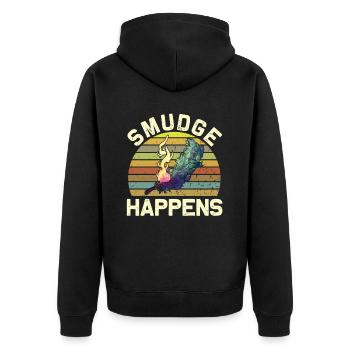 Smudge Sage Feather Spirituelle Hexerei - Unisex Premium Bio Zip Hoodie - Schwarz - Hinten - Nico (187cm)