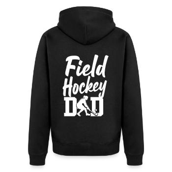 Field Hockey Dad Field Hockey Dad - Unisex Premium Bio Zip Hoodie - Schwarz - Hinten - Nico (187cm)