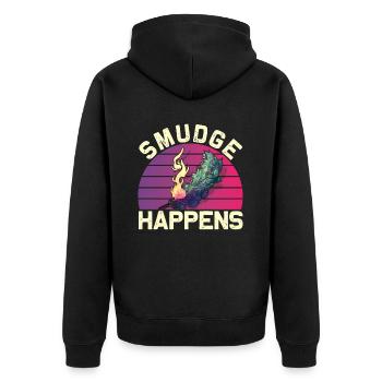 Smudge Sage Feather Spirituelle Hexerei - Unisex Premium Bio Zip Hoodie - Schwarz - Hinten - Nico (187cm)