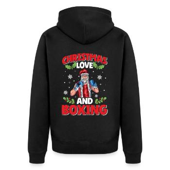 Christmas Love Boxing Boxer Weihnachtsgeschenk - Unisex Premium Bio Zip Hoodie - Schwarz - Hinten - Nico (187cm)