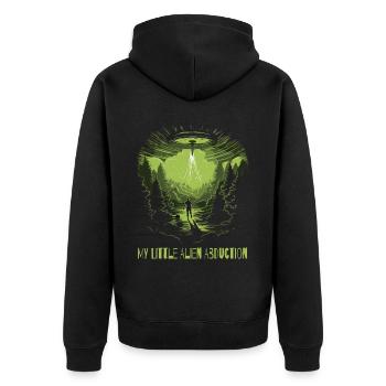 Caricature de mon petit enlèvement extraterrestre - Veste à capuche bio Premium Unisexe - noir - Dos - Nico (187cm)