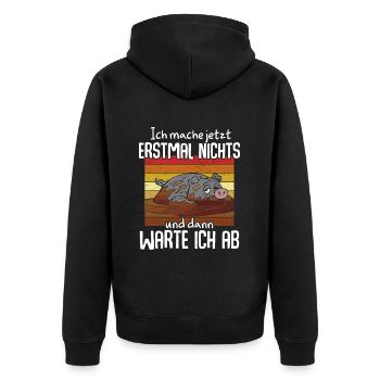 Ich Mache Jetzt Erstmal Nichts - Unisex Premium Bio Zip Hoodie - Schwarz - Hinten - Nico (187cm)
