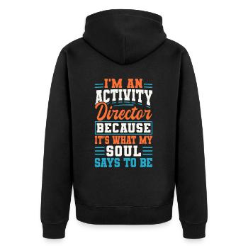 Funny Activity Director I'm An - Unisex Premium Bio Zip Hoodie - Schwarz - Hinten - Nico (187cm)
