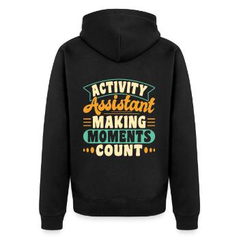 Awesome Activity Director - Unisex Premium Bio Zip Hoodie - Schwarz - Hinten - Nico (187cm)