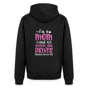 Busfahrer - Unisex Premium Bio Zip Hoodie - Schwarz - Hinten - Nico (187cm)