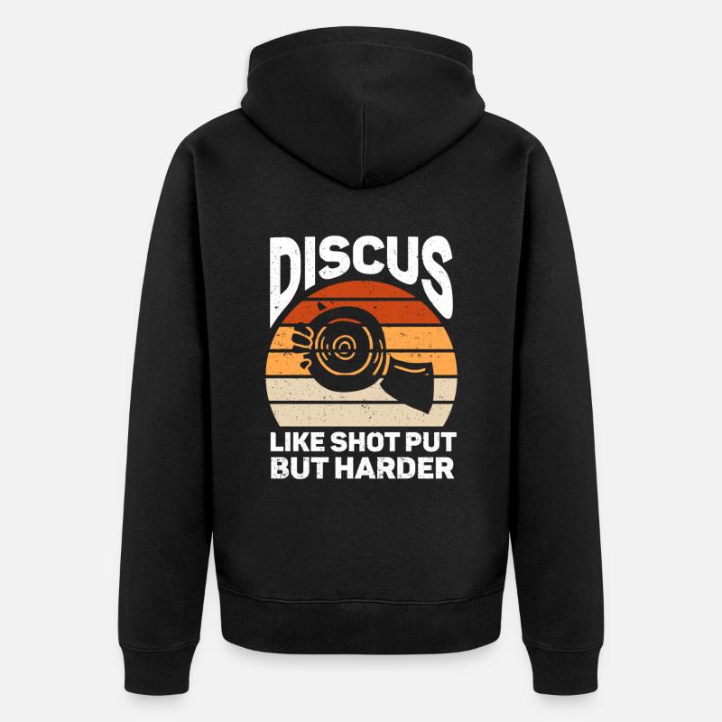 Diskuswerfer Leichtathletik Scheibenwurf - Unisex Premium Bio Zip Hoodie - Schwarz